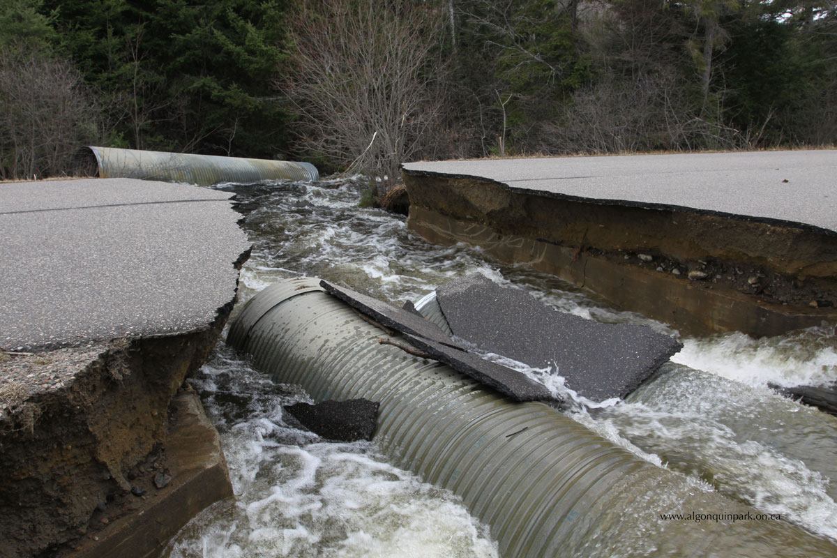 Washout on the Opeongo Road, April 20, 2013.