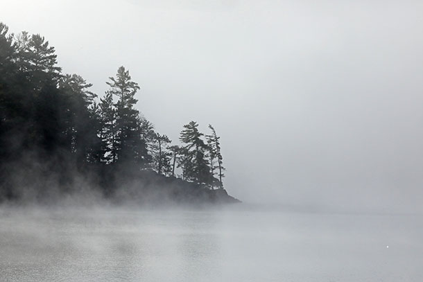 Foggy Lake of Two Rivers in Algonquin Park on September 20, 2023