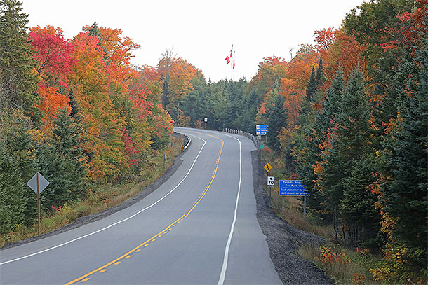Approaching the West Gate of Algonquin Park on September 25, 2023