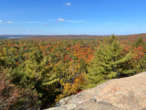 Fall colour view from Lookout Trail in Algonquin Park on September 30, 2023