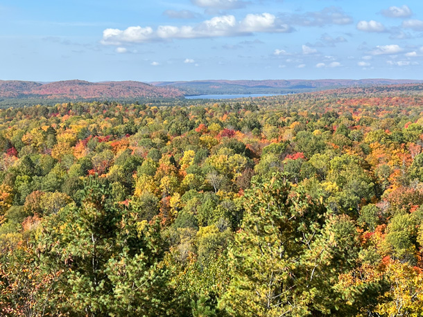 Fall colour at the Lookout Trail in Algonquin Park on October 1, 2023
