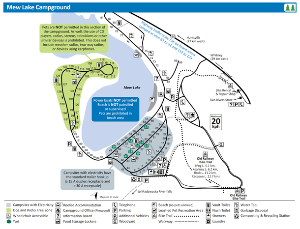 Mew Lake Campground Map, Algonquin Park