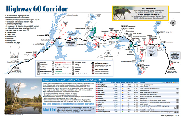 Highway 60 Corridor Map Algonquin Park