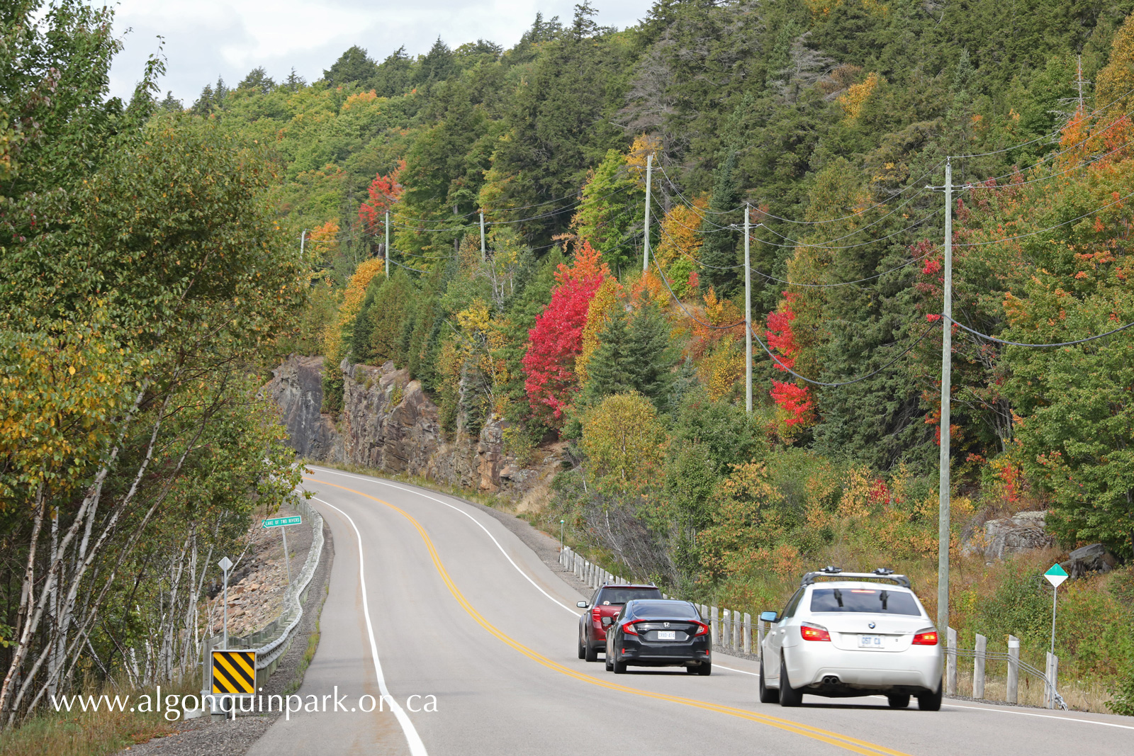Highway 60 near Lake of Two Rivers in Algonquin Park on September 12, 2022 