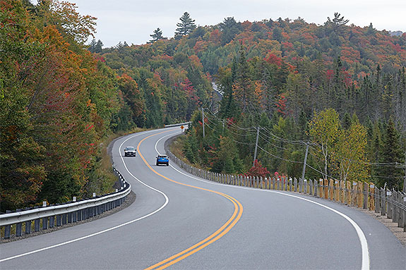 Approaching the West Gate of Algonquin Park on September 18, 2025 (click to enlarge). 