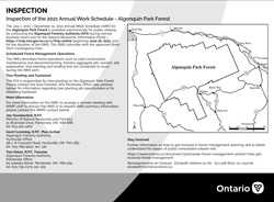 Algonquin Park Forest Inspection of the 2021 Annual Work Schedule