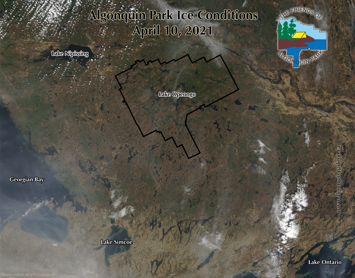 Satellite Image in Algonquin Park on April 10, 2021