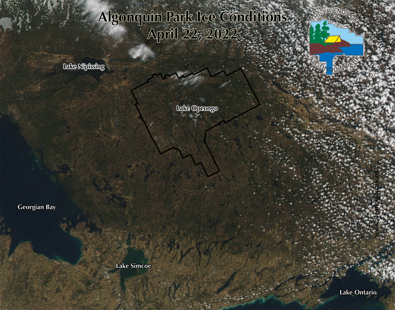 Satellite Image in Algonquin Park on April 22, 2020