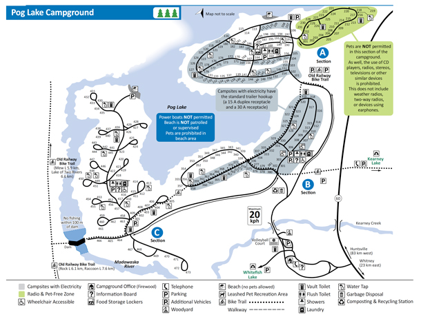 Pog Lake Campground Map, Algonquin Park