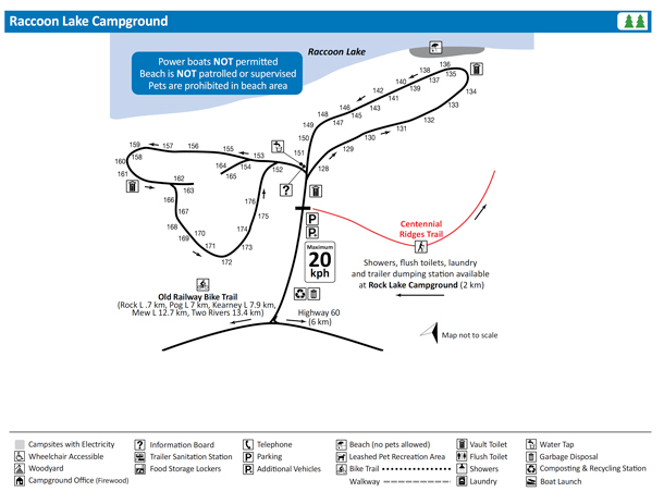 Raccoon Lake Campground Map, Algonquin Park