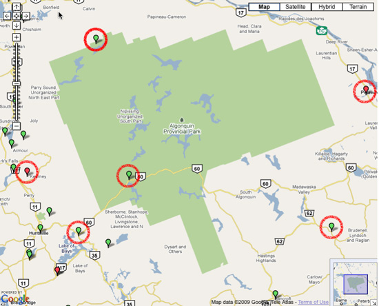 Algonquin Park Water Levels Rivers Map