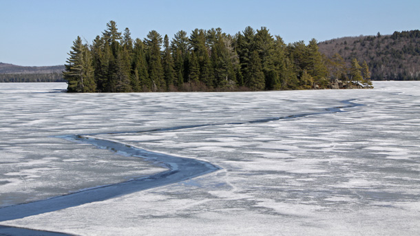 Ice break up on Lake of Two Rivers in Algonquin Park